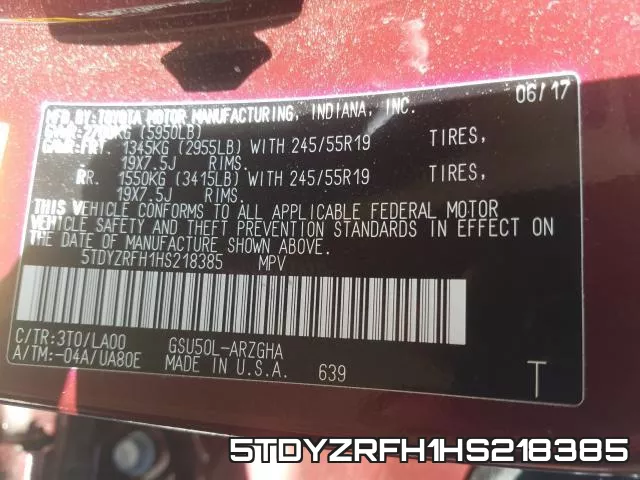 5TDYZRFH1HS218385 фото 2