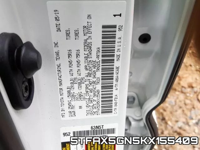 5TFAX5GN5KX155409 фото 2