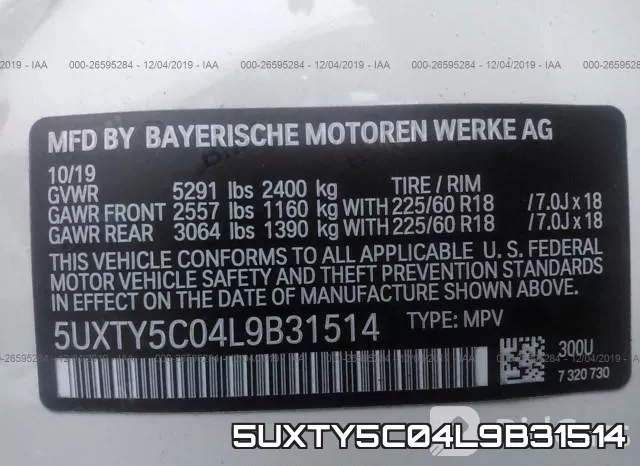 5UXTY5C04L9B31514 фото 10