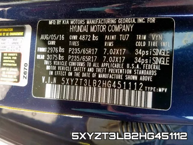 5XYZT3LB2HG451112 фото 2