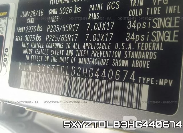 5XYZTDLB3HG440674 фото 10
