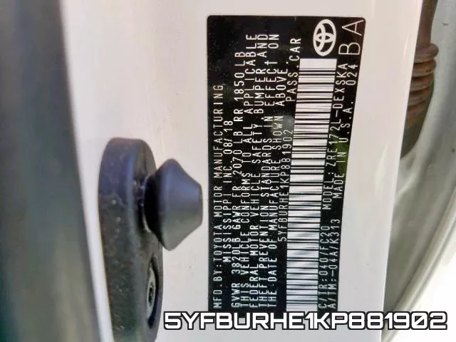 5YFBURHE1KP881902 фото 2