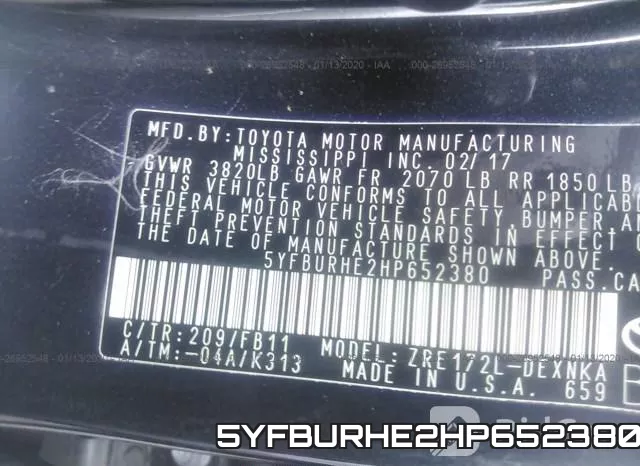 5YFBURHE2HP652380 фото 9