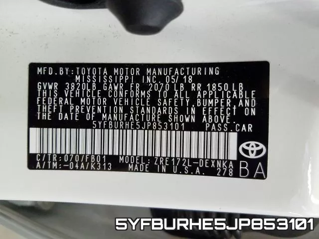 5YFBURHE5JP853101 фото 2