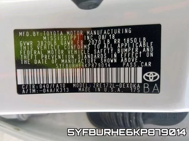 5YFBURHE6KP879014 фото 2