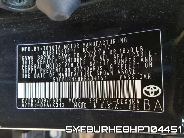 5YFBURHE8HP704451 фото 2
