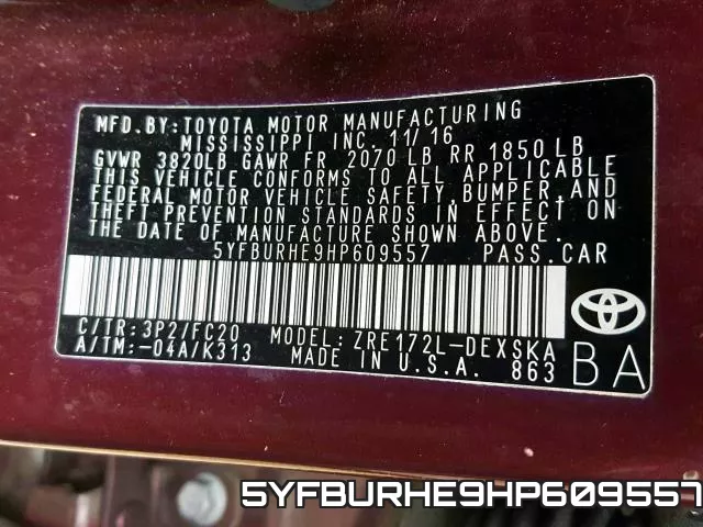 5YFBURHE9HP609557 фото 2