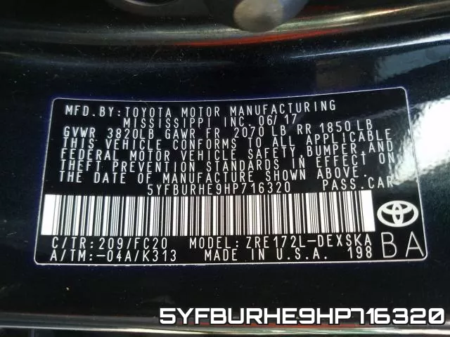 5YFBURHE9HP716320 фото 2