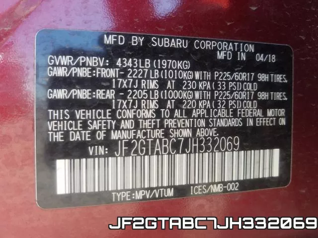 JF2GTABC7JH332069 фото 2