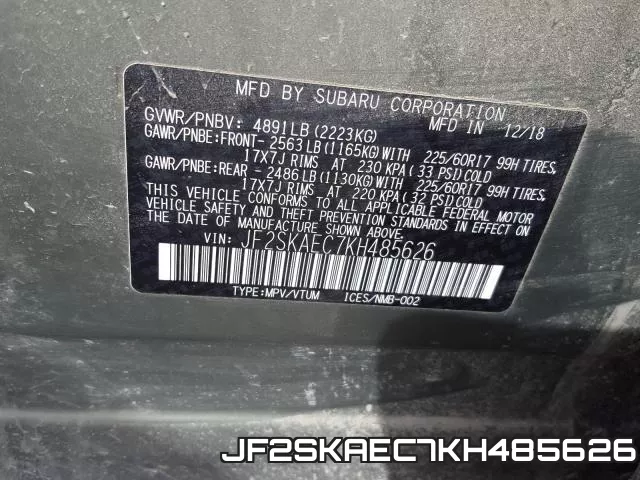 JF2SKAEC7KH485626 фото 2