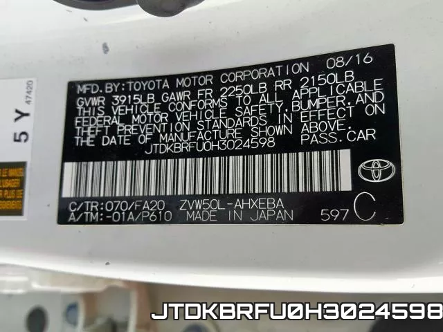 JTDKBRFU0H3024598 фото 2