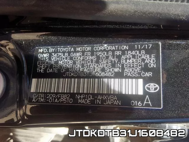 JTDKDTB31J1608482 фото 2