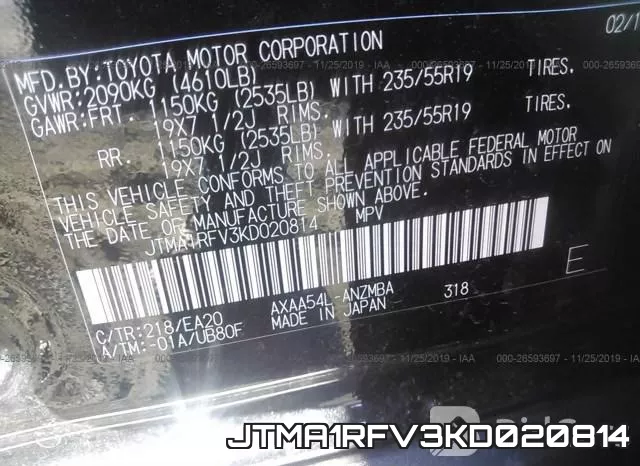 JTMA1RFV3KD020814 фото 10