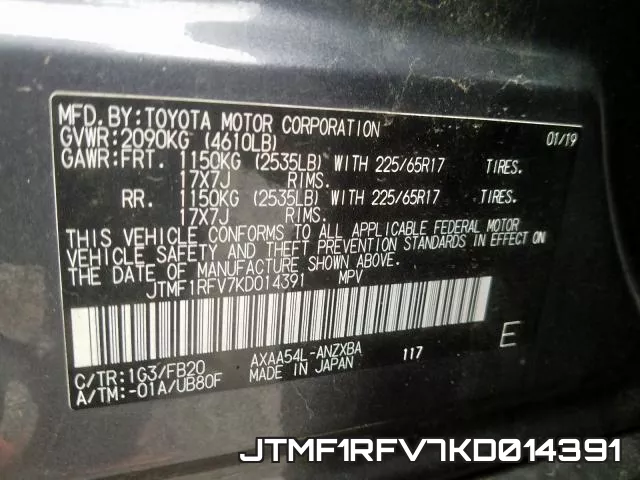 JTMF1RFV7KD014391 фото 2