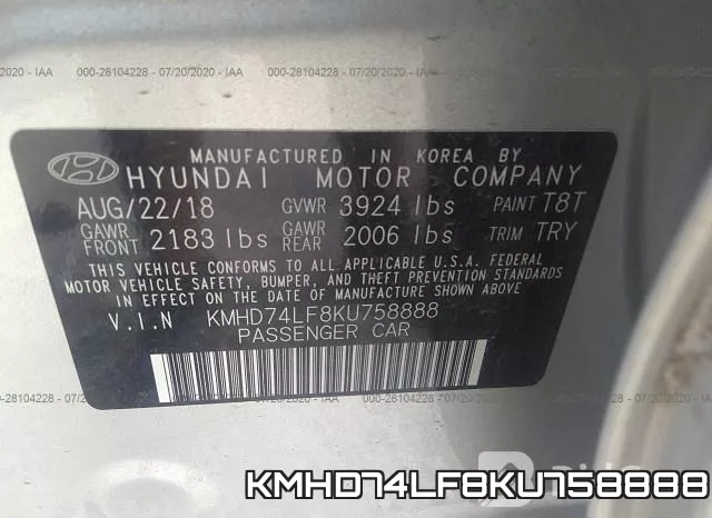KMHD74LF8KU758888 фото 10