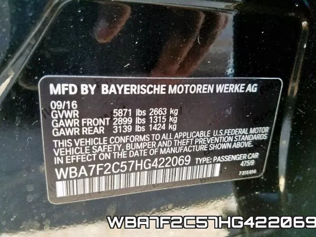 WBA7F2C57HG422069 фото 2