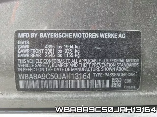 WBA8A9C50JAH13164 фото 2