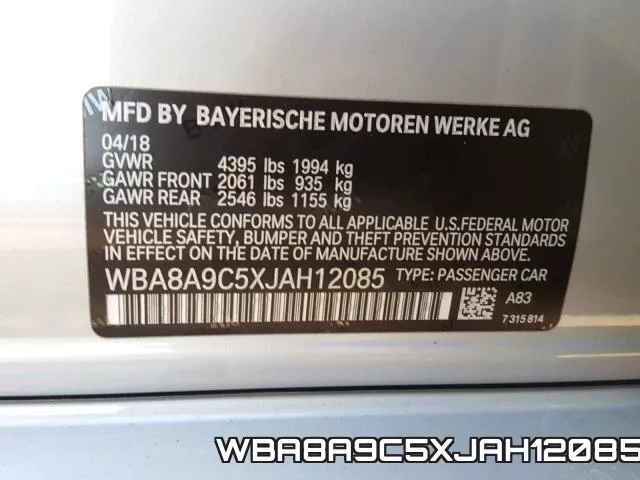 WBA8A9C5XJAH12085 фото 2