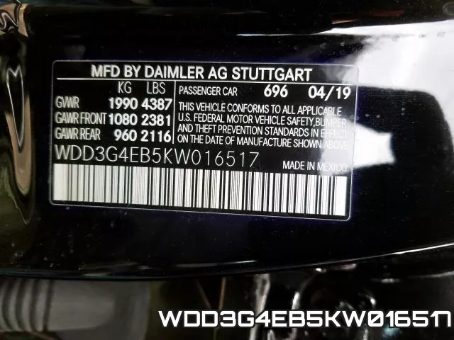 WDD3G4EB5KW016517 фото 2