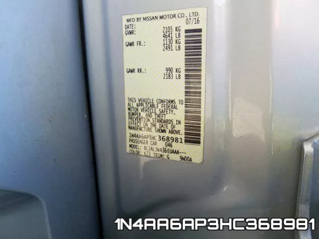 1N4AA6AP3HC368981 фото 2