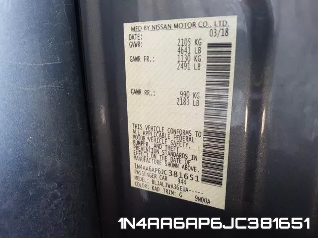 1N4AA6AP6JC381651 фото 2