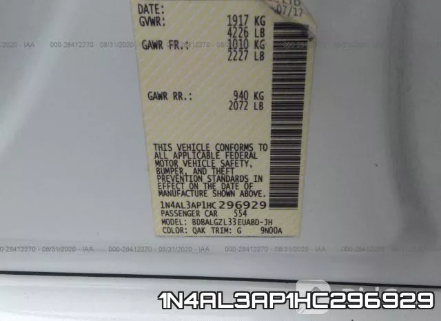 1N4AL3AP1HC296929 фото 10
