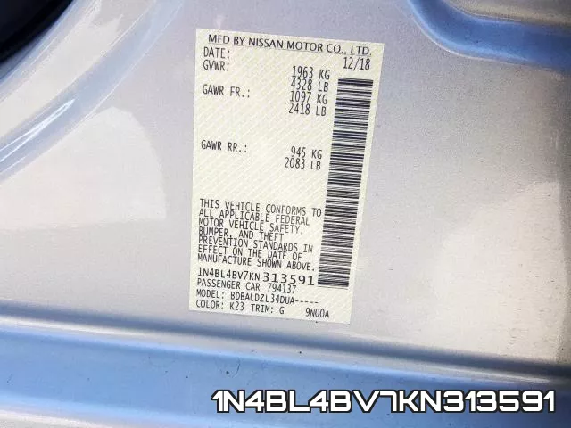 1N4BL4BV7KN313591 фото 2