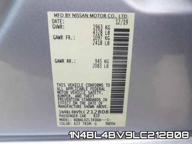 1N4BL4BV9LC212808 фото 2