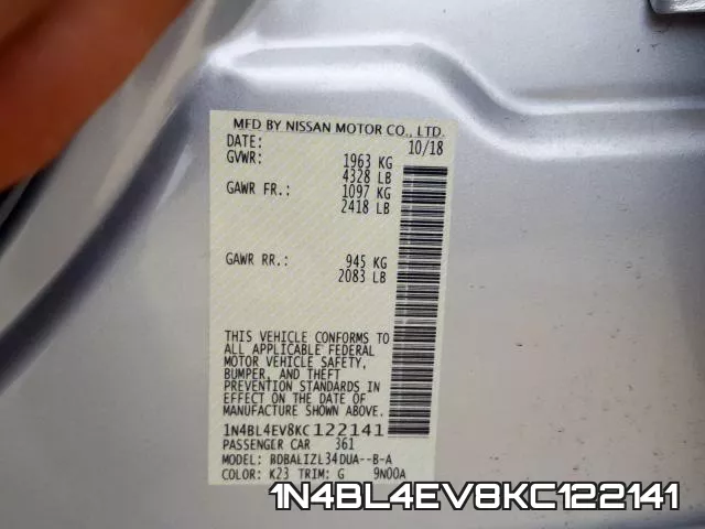 1N4BL4EV8KC122141 фото 2