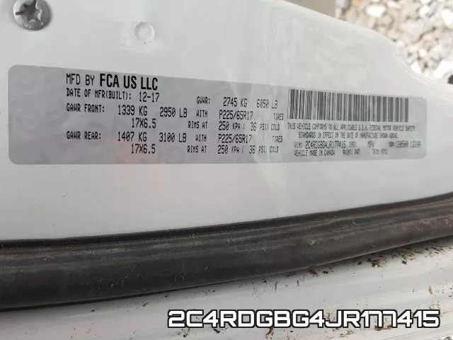 2C4RDGBG4JR177415 фото 2