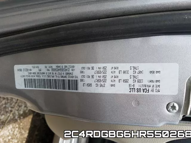 2C4RDGBG6HR550268 фото 2