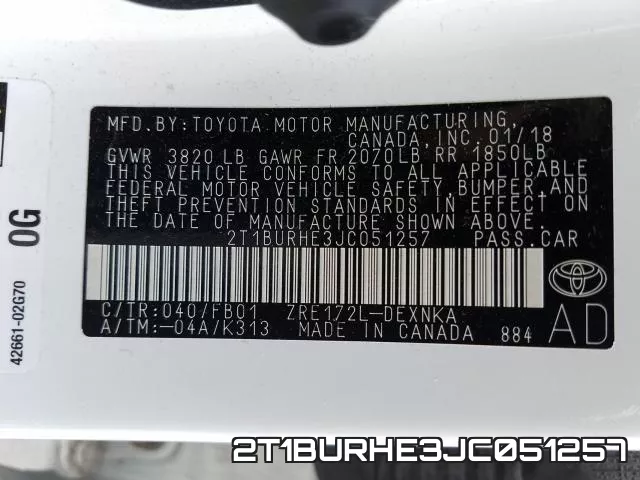 2T1BURHE3JC051257 фото 2