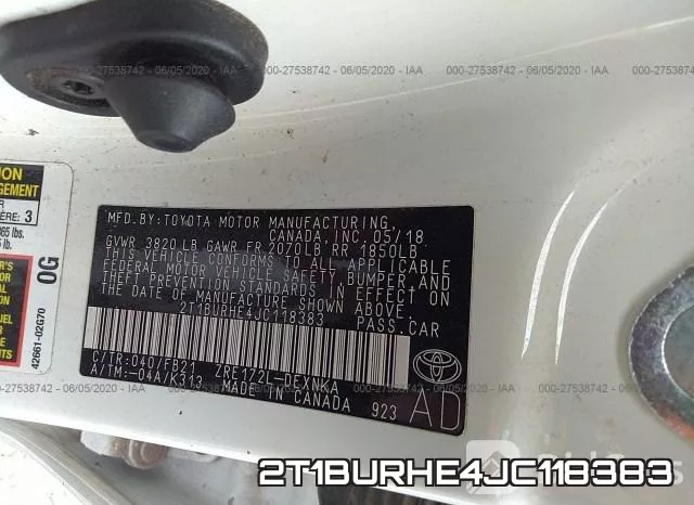 2T1BURHE4JC118383 фото 10