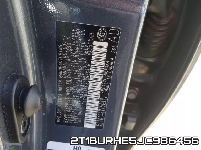 2T1BURHE5JC986456 фото 2