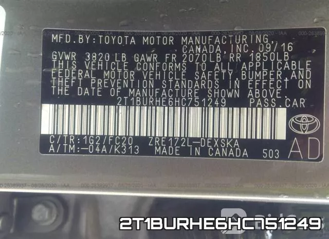 2T1BURHE6HC751249 фото 10