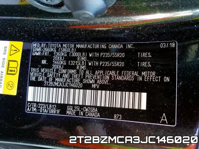 2T2BZMCA3JC146020 фото 2