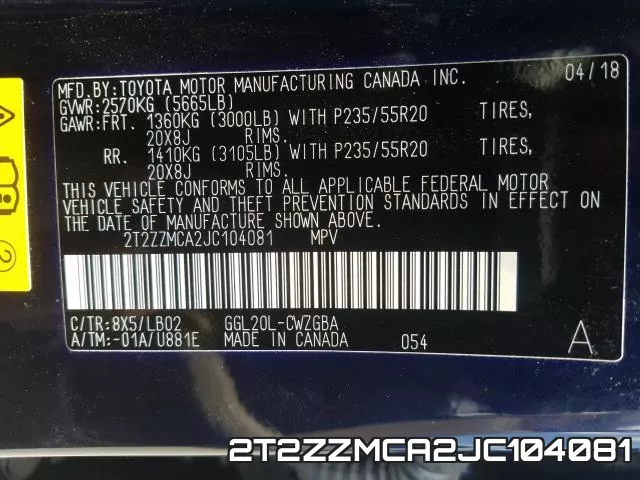 2T2ZZMCA2JC104081 фото 2