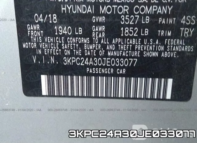 3KPC24A30JE033077 фото 10
