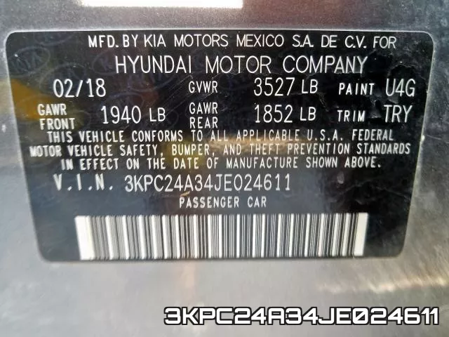 3KPC24A34JE024611 фото 2