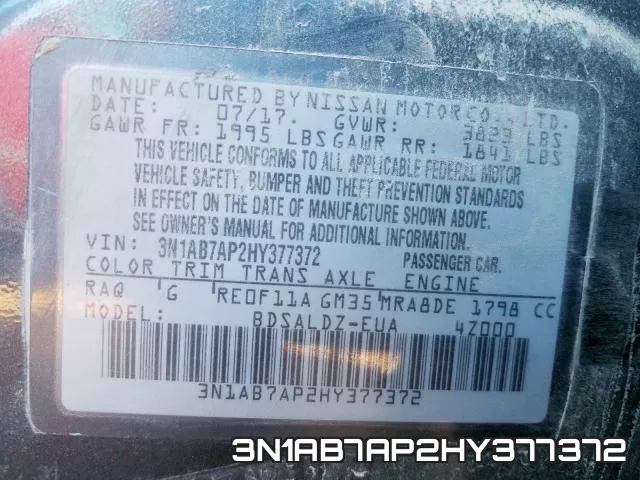 3N1AB7AP2HY377372 фото 2