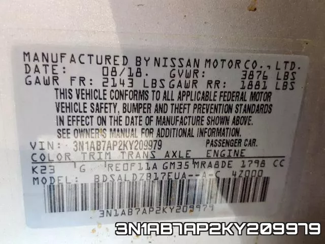 3N1AB7AP2KY209979 фото 2