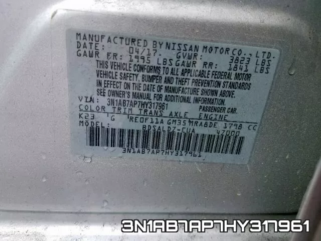 3N1AB7AP7HY317961 фото 2