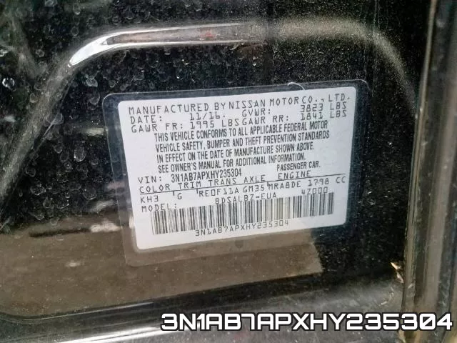 3N1AB7APXHY235304 фото 2