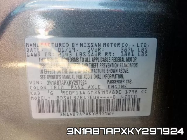 3N1AB7APXKY297924 фото 2