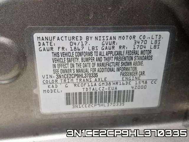 3N1CE2CP9HL370335 фото 2
