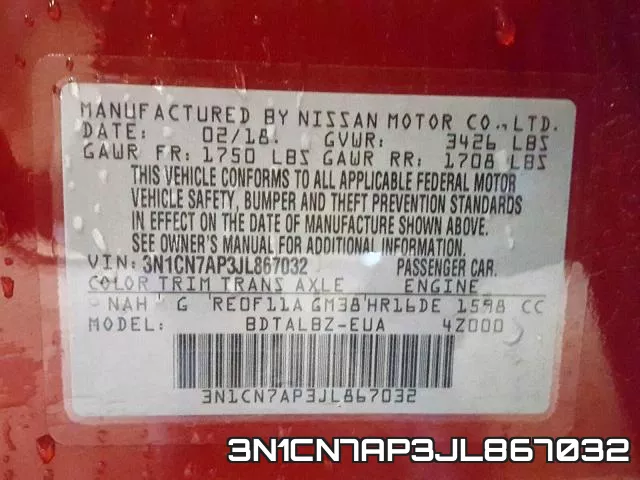 3N1CN7AP3JL867032 фото 2