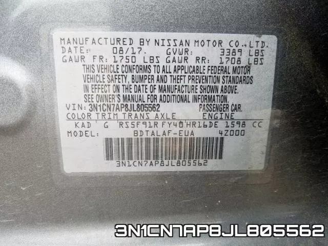 3N1CN7AP8JL805562 фото 2