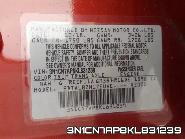 3N1CN7AP8KL831239 фото 2