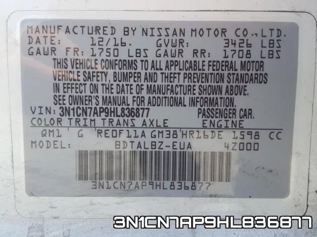 3N1CN7AP9HL836877 фото 2