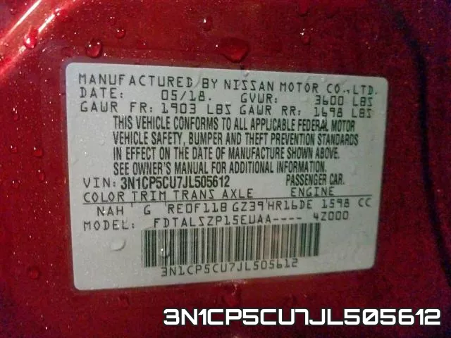 3N1CP5CU7JL505612 фото 2